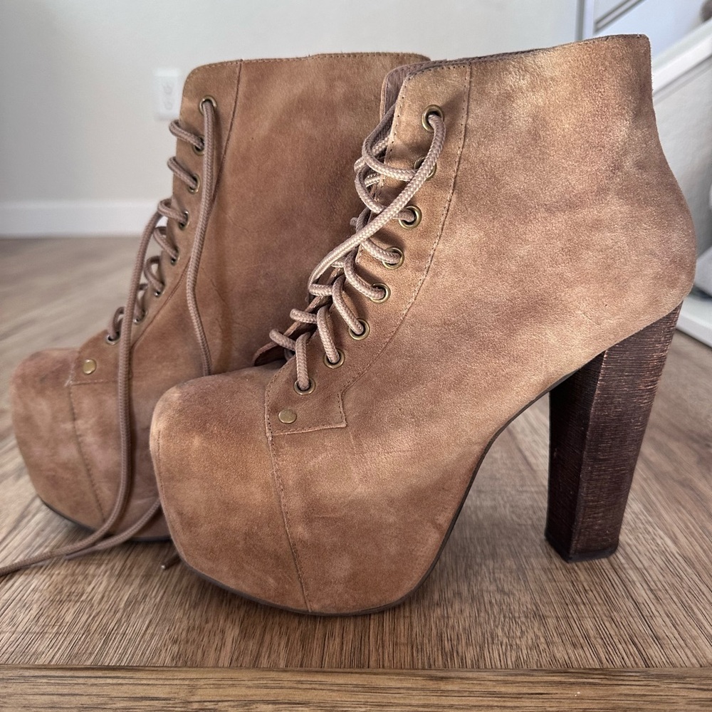 Jeffrey Campbell Women’s Tan Platform Lita Boots